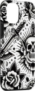 iPhone 15 Skull and Rose Old School Tattoo Style, American Traditional Case...