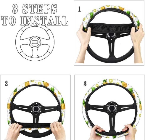 JEOCODY Red Rose Car Men and Women Car Interior Decoration Steering Wheel Cover...