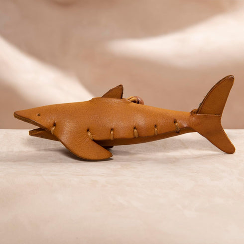 Handmade Leather Shark Keychain, Hanging Bag Charm for Purse and Backpack Keychains for Women | 100% Genuine Leather, Shark Gifts for Shark Lovers...