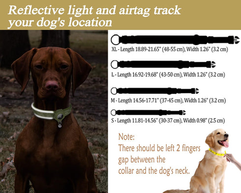 Reflective AirTag Dog Collar, Heavy Duty Padded Puppy Collar with AirTag Holder, Adjustable Air Tag Pet Collar for Small Medium Large Dogs, green,...
