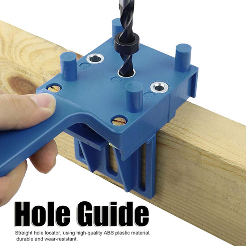 Handheld Dowel Jig Kit, Wood Doweling Hole Drill Guide, Woodworking Punch Locator Positioner Guide Set with Wrench Limit Ring for Tools Home Impro...
