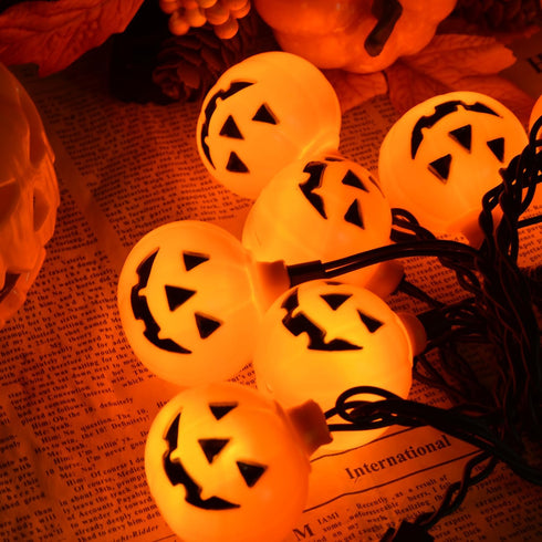 Pumpkin Halloween Decorations Lights, 8.5FT Pumpkin String Lights with 10 LED Waterproof Orange Jack-O-Lantern Lights for Outdoor Indoor Home, Hal...