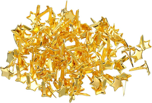 PATIKIL 8 x 10 mm Brads for Paper Crafts, 100 Pcs Metal Star Paper Fastener for Art Crafting Projects, and DIY Decorative Scrapbooking, Gold...