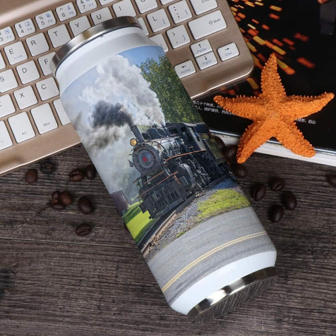 14oz Stainless Steel Tumbler with Lid & Straw-Double Wall Vacuum Insulated Travel Mug,Steam Train Water Bottle Coffee Beverage Drinks Cup for Adul...