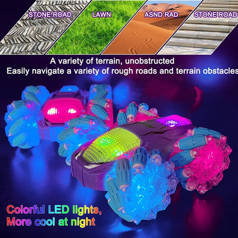 Remote Control Car,RC Stunt Cars Toy 360°Rotating Flips Racing Kids All Terrains Drift Cars with LED Controller,4WD 2.4GHz Double Side Monster Tru...