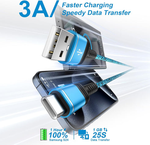 Samsung S24 Ultra Charger Cable Fast Chaging for Galaxy S24 S24+ S23 FE A15 5g A14 A54 A13 A53 S22 S21 S20 A35 A55 Z Flip 6, 6FT Android Phone Pow...