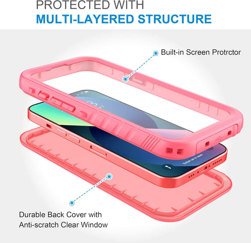 SPORTLINK for iPhone 13 Waterproof Case - Full Body Shockproof Dustproof Phone Screen Protector Rugged Waterproof Case for iPhone 13 6.1 Inches Pi...