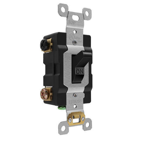 ENERLITES 30 Amp Double-Pole Toggle Light Switch, 30A 120/277V, Self-Grounding, Industrial Grade, UL Listed, 82300-BK, Black...