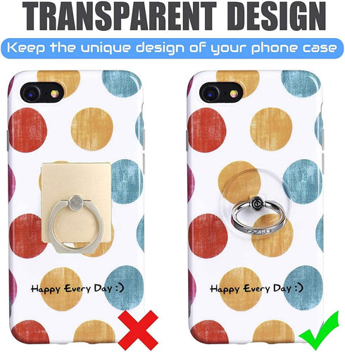 Transparent Phone Ring Holder Grip - EI Sonador Clear Cell Phone Ring Stand Holder Finger Grip Kickstand 360° Rotation, Compatible with Most of Ph...