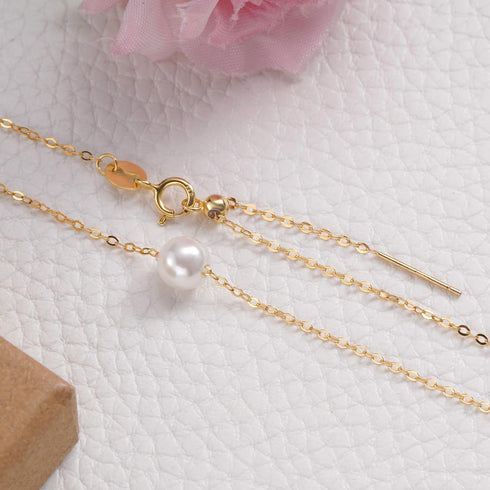 8mm Dainty Single Pearl Necklace for Women, You are Loved Minimalist Simple Floating Pearl Necklace Affirmation Gifts, Birthday Christmas Bridesma...