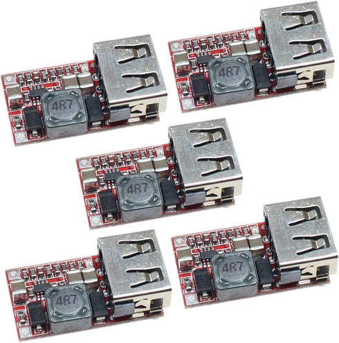 (5 Pack) 15W USB 5V 3A DC Buck Voltage Step-Down Module 9V 12V 18V Input Synchronous Rectification 97.5% Efficiency...