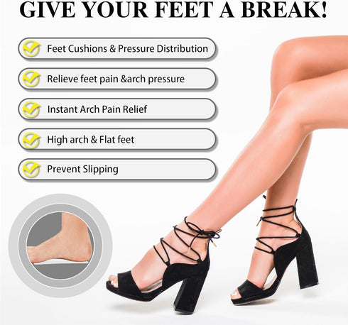 Arch Support,Soft Gel Insole Pads,High Heel Inserts,Reusable Arch Cushions Best for Flat Feet and Plantar Fasciitis,High Arch Pain Relief,for All ...