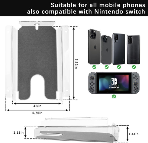 Under Desk Storage Shelf for Phone, Acrylic Under Desk Mount Phone Holder for Office Desks and Workstations, Hidden Space-Saving Under Table Smart...