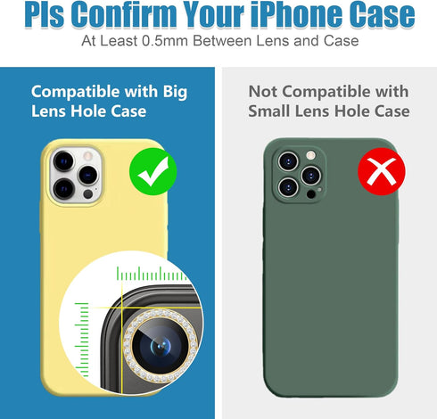 AGVEE 3+3 Camera Lens Protector for iPhone 15 Pro 6.1" / 15 Pro Max 6.7", Bling Diamond & Bling Glitter Metal Ring 9H Tempered HD Glass Camera Pro...
