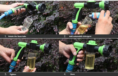 Garden Hose Nozzle Adjustable Hose Spray Nozzle High Pressure 8 Watering Pattern with 3.5Oz Soap Sprayer Power Garden Water Hose Foam Nozzle Spray...