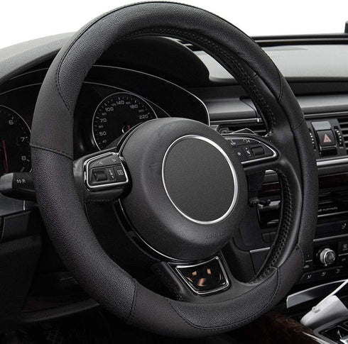 Xizopucy Black Microfiber Leather Steering Wheel Cover?Universal 15 inch Steering Wheel Covers for Car...
