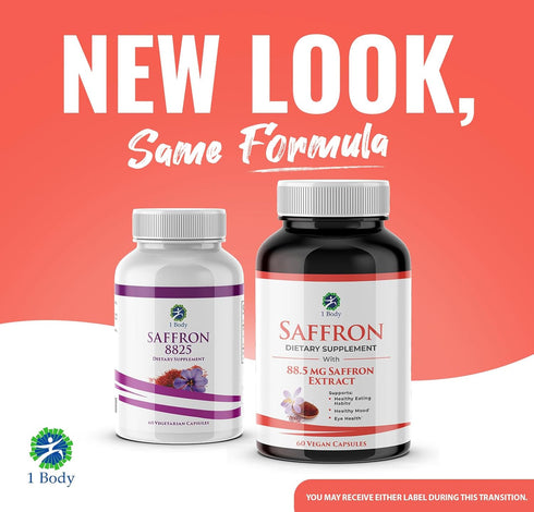 1 Body Saffron Extract 8825 – Antioxidant & Mood Support Saffron Supplement – 88.5 mg of Pure Safranal per Vegetarian Capsule...