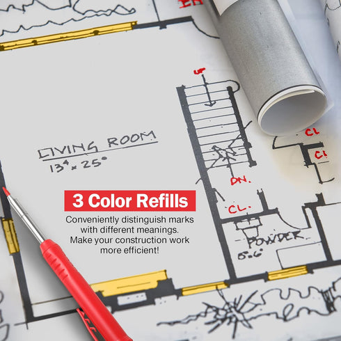 2.8 mm Pencil Refills for Carpenter Mark Pencils, Solid Deep Hole Mechanical Construction Pencil Replacements, Pencil Refills for Woodworking Scri...