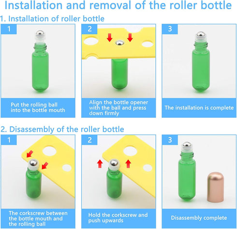 15Pcs Green Glass Roller Bottles 5ml Roll-on Bottles Refillable Empty Rolling Bottles Roller Vials Container for Essential Oil Perfume Skincare, 3...