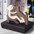 BOBO BIRD Wooden Dog Cat Family Statue, Handmade Wood Decoration, Cute Puppy, Kitty and People Statue Sculpture Ornament Collectible Figurine Craf...