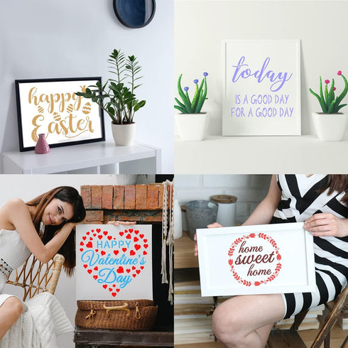 16 Pieces Seasonal Home Sign Stencils Reusable Festival Word Stencils Decorative Stencils Templates for Painting on Wood Walls Home Door Decoratio...