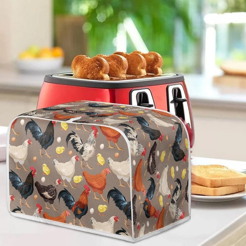 Brown Chicken Rooster Print 2 Slice Toaster Cover Kitchen Small Appliance Covers Universal Size Microwave Oven Dustproof Cover Women...