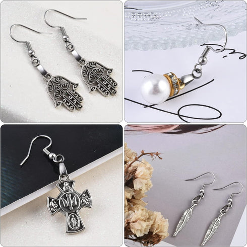 Earring Hooks 50PCS/25Pairs, Stainless Steel Ear Wires Fish Hooks, Hypo-allergenic Jewelry Findings Parts for DIY Jewelry Making...