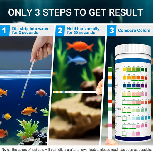 9IN1 Aquarium Test Strips-100 Strips Aquarium Water Test Kit for Freshwater,Fish Tank,Aquarium Water-Accurate&Fast Test Carbonate pH Hardness Copp...
