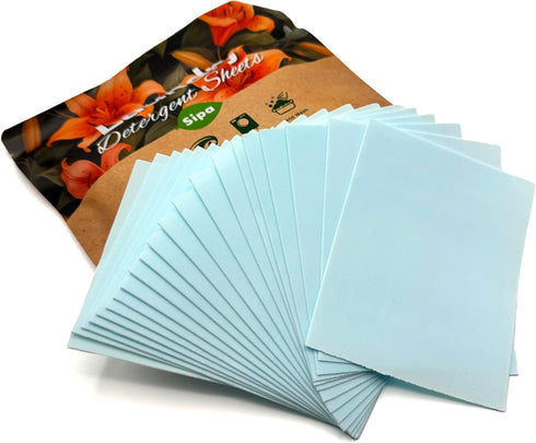 SIPA Laundry Detergent Sheets Bag - 30 Sheets, Up to 60 Loads, Lily of the Valley Scent, Phosphorus-Free, High Efficiency,Eco-Friendly (30 Count (...