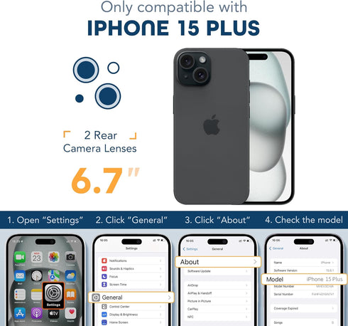 TIESZEN Compatible with iPhone 15 Plus Case, with Built-in 9H Tempered Glass Screen Protector & Upgraded Camera Protection, Dustproof Cover Design...