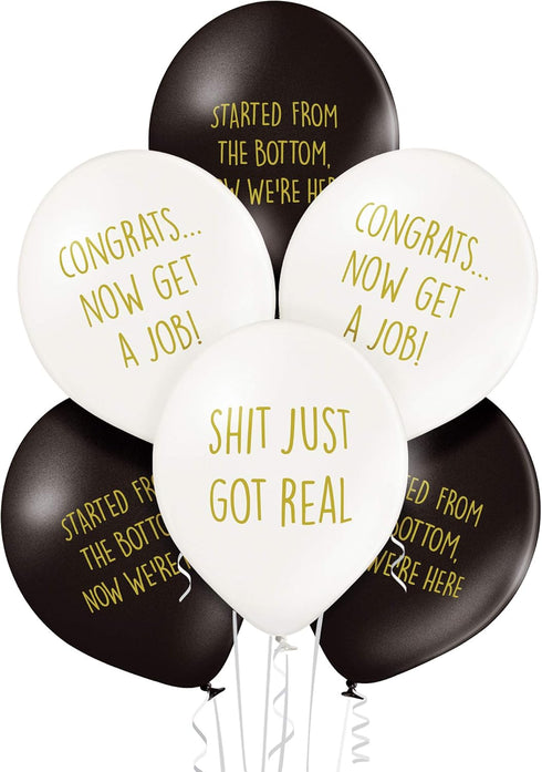 Rude Graduation Balloons - Pack of 12 Premium White And Black Funny Balloons - Class of 2025...