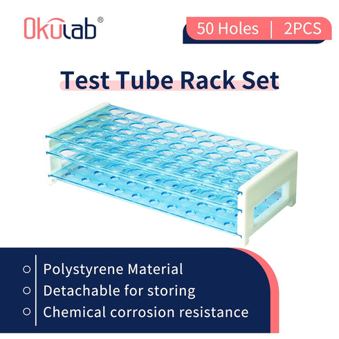 Detachable Plastic Tube Rack Set, 2pcs, Suitable for Tubes of Dia.?17mm, 50 Holes Test Tube Holder, for Classroom, Lab,TTRP50A2...