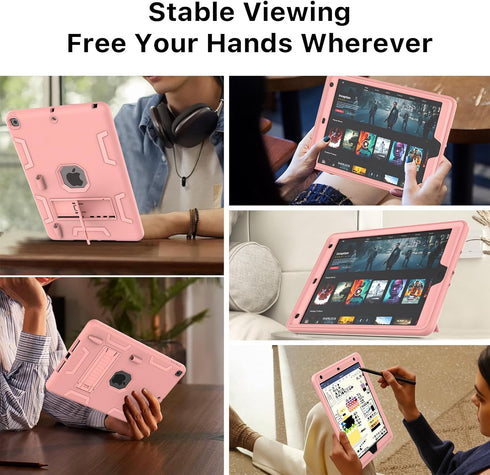 Case for iPad 9th/8th/7th Generation 2021/2020/2019 with Pencil Holder, Slim Heavy Duty Shockproof Rugged High Impact Protective Case for iPad 10....