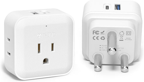 TROND South Africa Power Adapter 2 Pack - US to South Africa Travel Plug Adapter with 4 Outlets 2 USB (1 USB C), Type M Power Converter Adaptor fo...