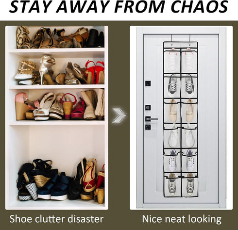 2PK 12 Large Pockets Over Door Hanging Shoe Organizer...