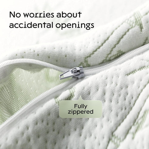 2 Pack Waterproof Viscose Made from Bamboo Pillow Protectors - Pair Zippered Case Queen 20x30 Inches - Natural Cooling Guaranteed Noiseless Pad, U...