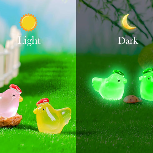 30PCS Luminous Mini Resin Chicken Glow in The Dark Tiny Chicken Figurines Animals Decoration Micro Garden Landscape Aquarium Dollhouse Ornament Ac...
