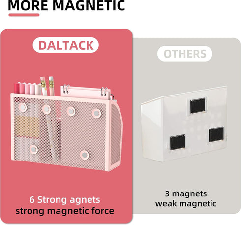 DALTACK Magnetic Pencil Holder Magnetic Shelf for the Whiteboard 3-Grid Mesh Magnetic Pen Holder for Refrigerator Magnetic Organizer Locker Access...