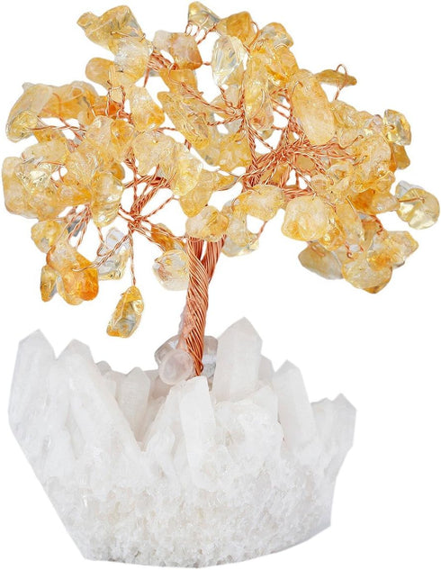mookaitedecor Citrine Crystal Tree, Quartz Cluster Rock Crystal Base Bonsai Money Tree for Wealth and Luck...