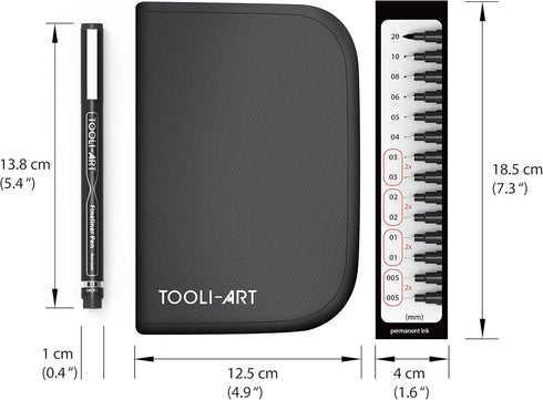 Micro-Line 14 Pens With Case, Fineliner, Multiliner, Archival Ink, Waterproof, Journaling, Illustration, Architecture, Technical Drawing, Outlinin...