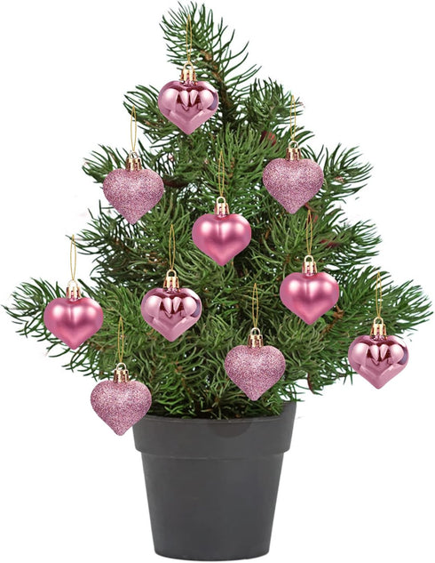 GuassLee Valentines Day Decorations Heart Ornaments - 36pcs Rose Gold Heart Shaped Baubles Tree Ornaments for Valentine's Day Wedding Anniversary ...