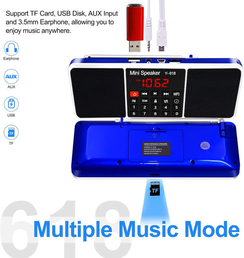 Multifunction Digital FM Radio Media Speaker MP3 Music Player Support TF Card USB Drive with LED Screen Display and Setting Timing Shutdown Functi...