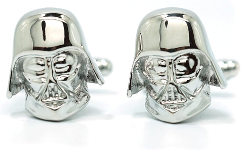 Teri's Boutique Men's Jewelry Star Wars Darth Vader Head Silver Tone Cufflinks Pair w Box...
