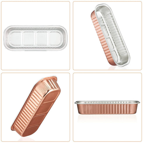 EUSOAR Disposable Aluminum Ramekins, 25pcs 6.8oz 6.5"x2.5"x1.2" Foil Baking Cups Pan with Lids?Rectangle Cupcake Containers Wrappers, Dessert Chee...