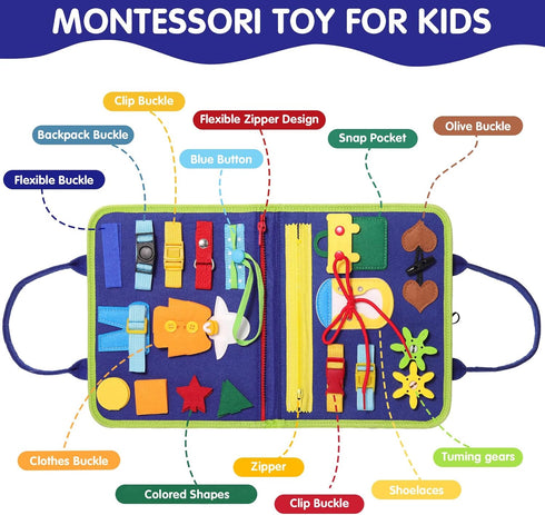 Montessori Toys Toddler Busy Board Quiet Book Child Educational Early Learning Toys Preschool Sensory Book Sensory Activity Developing Board Trave...