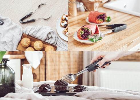 As seen on SHARK TANK - Turn eating utensils into versatile tongs (1-Pack, Black)...