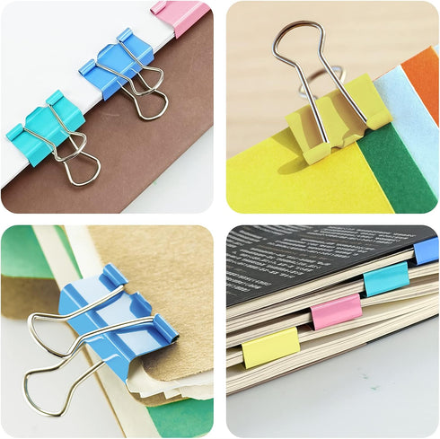 Binder Clips, 48pcs 1.25inch Colorful Tempered Steel Medium Binder Clips Paper Clamps Clips Office Supplies for Office, Home, School...