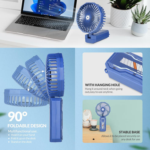 mafiti Handheld Fan,Rechargeable Portable Fan with 3 Speeds,4000mAh Battery Operated Mini Hand Fan Folding for Desktop Home Office Bedroom Outdoor...