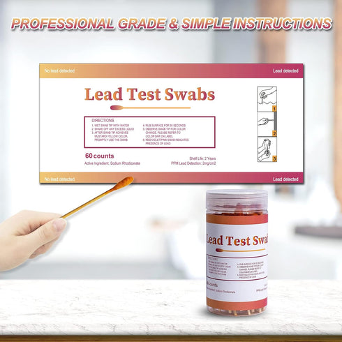 Lead Test Kit with 60 Pcs Lead Testing Swabs - Suitable for All Painted Surfaces, Dishes Toy Jewelry Metal Ceramics Wood - Rapid Test Results in 3...