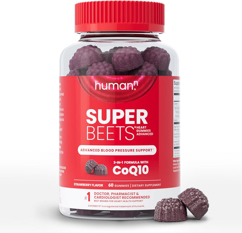 humanN SuperBeets Heart Gummies Advanced - 100mg of CoQ10 Plus Beetroot & Grape Seed Extract, 60 Count...